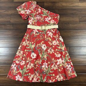 Antonio‎ Melani Women's Size 12 Summer Floral Rae One Shoulder Midi Dress
